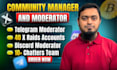 be your telegram community manager, moderator or 10 chatters in crypto project
