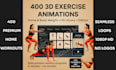 provide a 400 video 3d virtual trainer workout videos
