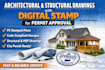 architectural and structural engineering drawings with digital stamp for permit