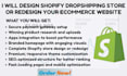 design shopify dropshipping store ecommerce website store design or redesign