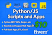 create fullstack python js web applications and python scripts
