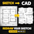 redraw your sketch into a professional 2d floor plan
