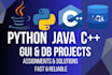 help with python, java, c programming assignments, gui apps and sql databases