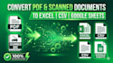 convert PDF or scanned documents to excel, CSV or google sheets