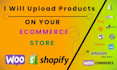 ecommerce product upload, product listing on shopify, woocommerce, wix, amazon