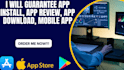 500 install users rating review mobile app install, IOS app mobile app promotion