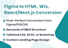 convert figma to HTML, figma to wix, figma to webflow, react js, next js