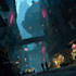 draw a cyberpunk futuristic city illustration