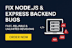 fix nodejs and express backend bugs and errors