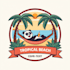 design travel, summer holidays, and beach enjoying logo