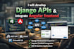 develop django apis and integrate angular frontend