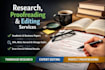 research, proofreading, editing services