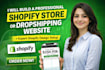 build a professional shopify store or dropshipping website