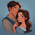 create a romantic couple portrait in my art style