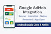 setup google admob ads in android studio app