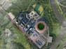 render 2d architectural drawing concept,city stadium complex, mixed use building
