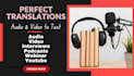 provide transcription from audio or video to text