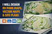 design rv park map, vector maps, site plans