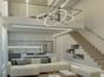reinvent modern loft apartment, mezzanine layout, couch set,cgi interior lighten