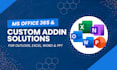 develop office addin plugin for outlook excel word powerpoint 365