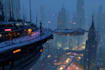 design cyberpunk futuristic city illustration