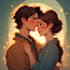 draw romantic cute couple portrait