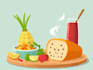 food illustration, cartoon, food vector, menu design, vector