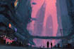 do cyberpunk sci fi futuristic city illustration