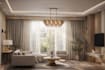 create a 3d render of a modern living room
