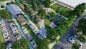 redesign 3d architectural master plan, community park rendering, bird eye view