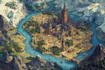 make fantasy map illustration for  novels and games