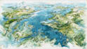 create a watercolor map for your wedding invitation
