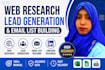 do web research, lead generation and email list building