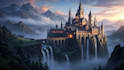 fantasy landscape  magical castle on a cliff