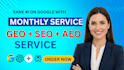 optimize monthly website seo geo aeo, local and off page