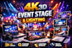 model, 4k render 3d events stage design, stage lighting event show design