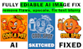 edit ai images logo remove flaws, upscale, fix text blurry