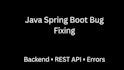 fix java spring boot bugs and backend issues