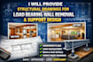 provide structural drawings for load bearing wall removal and support design