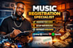 register your music on all major platforms and pros