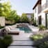 design landscape, terrace, backyard, pool, and patio