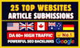 high da article submission contextual backlinks