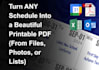 covert data from google calendar ics or excel to new printable PDF calendar