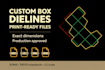 create box dieline, die cut lines and cut lines template