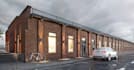 renovate external loft apartment, red brick facade design, street view rendering