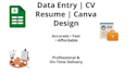 do accurate data entry, CV resume and canva design and canva photo editing