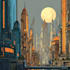 create a cyberpunk futuristic city illustration