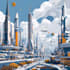 design cyberpunk futuristic city illustration