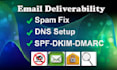 do email deliverability, spam fix, dns setup, spf, dkim, dmarc