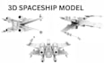 create high quality spaceship model, hard surface aircraft, 3d starship model